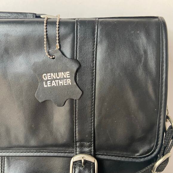 Protocol Leather Briefcase Messenger Bag Satchel Attaché Laptop Case Expandable - Picture 4 of 16